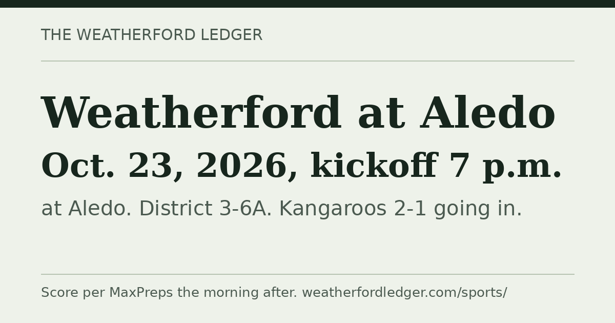 Weatherford vs Aledo: Oct. 23, 2026, 7 p.m.
